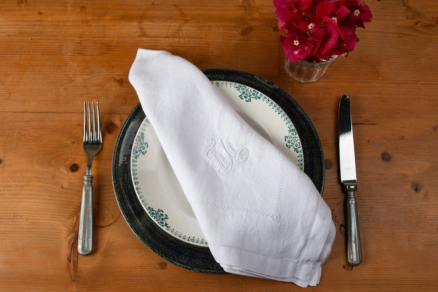 Set of Nine Monogrammed Napkins