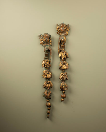 Pair of Antique Gilded Architectural Carvings