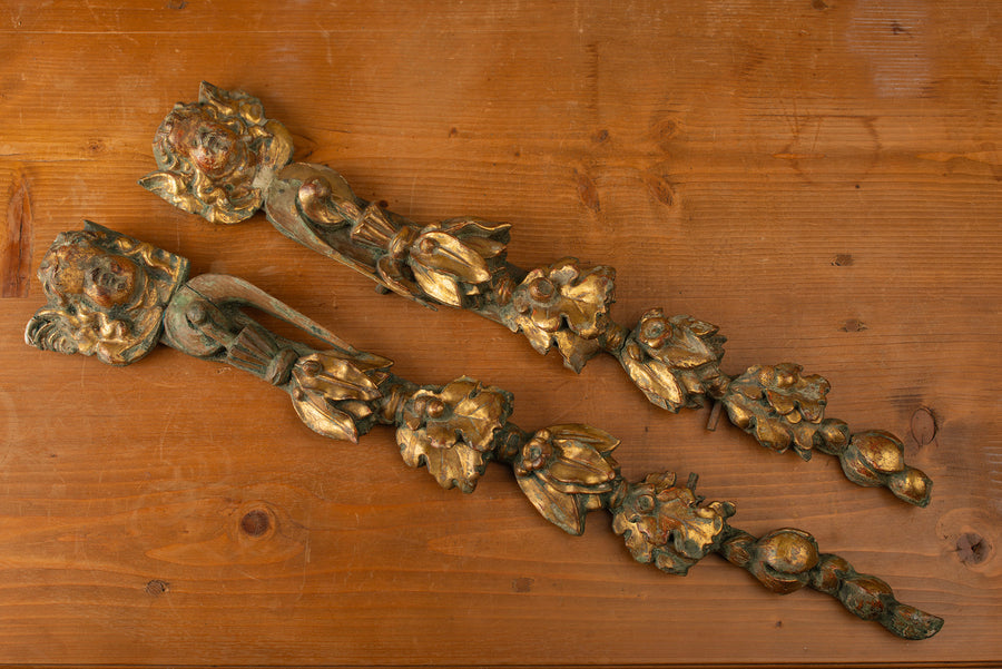 Pair of Antique Gilded Architectural Carvings