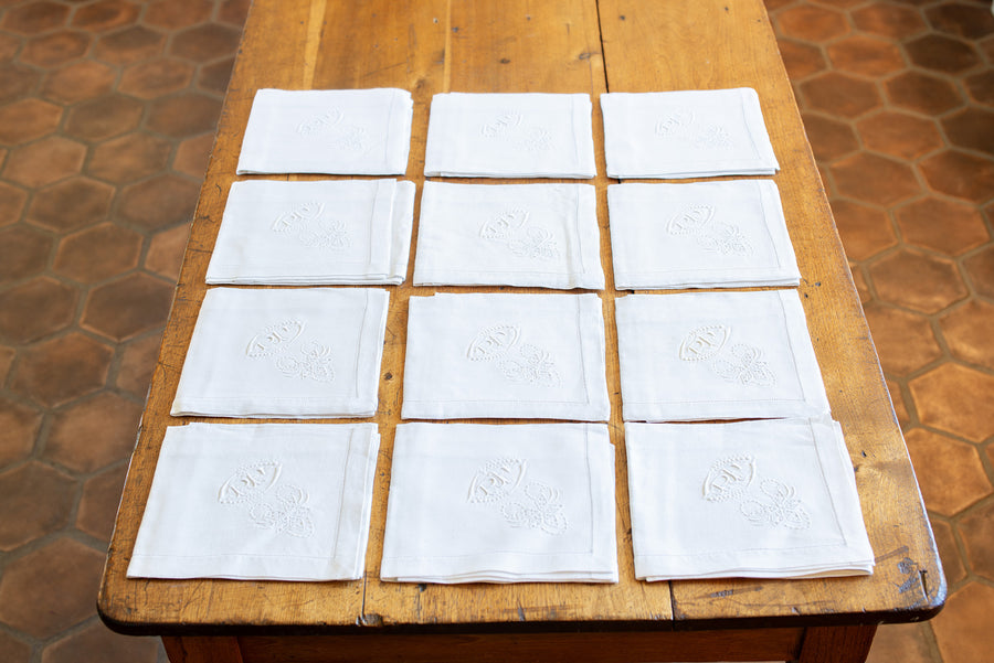 Set of Twelve Embroidered Napkins