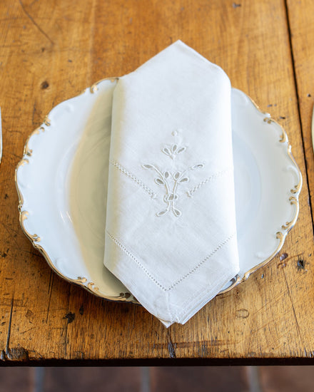 Set of Four Embroidered French Serviettes