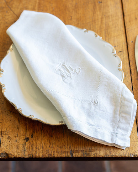 Set of Nine Monogrammed Napkins