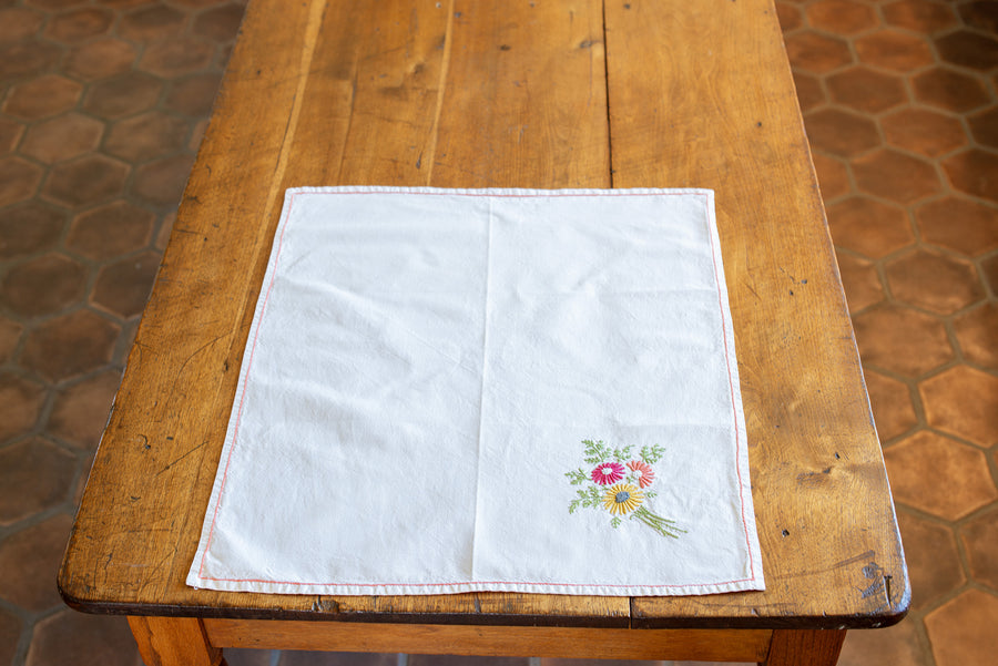 Set of Six Embroidered French Serviettes