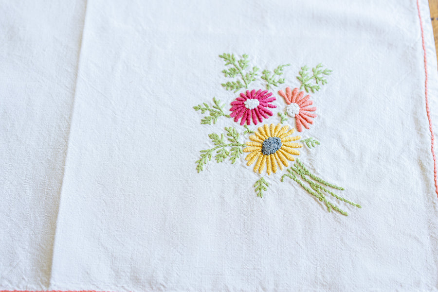Set of Six Embroidered French Serviettes
